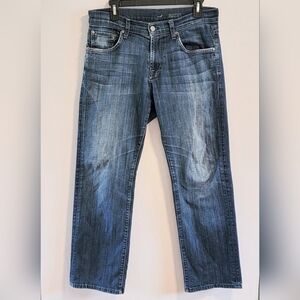 7 For All Mankind Austyn Straight Medium Wash Blue Jeans Distressed Mid Rise 32